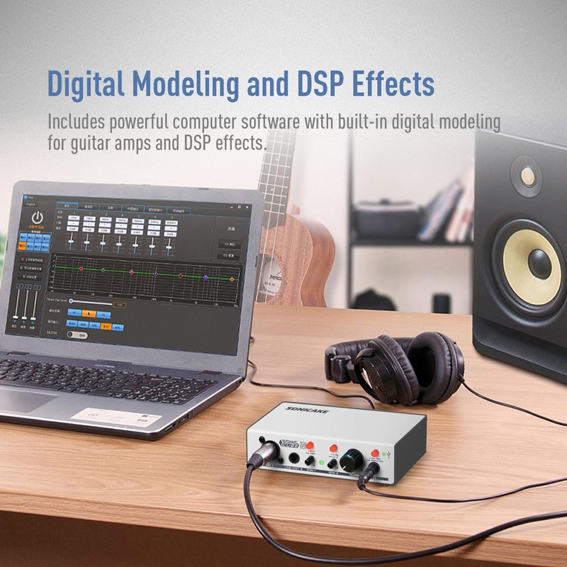 SONICAKE Professional USB Audio Interface Dual-channel Analogue Preamps Audio Mixer