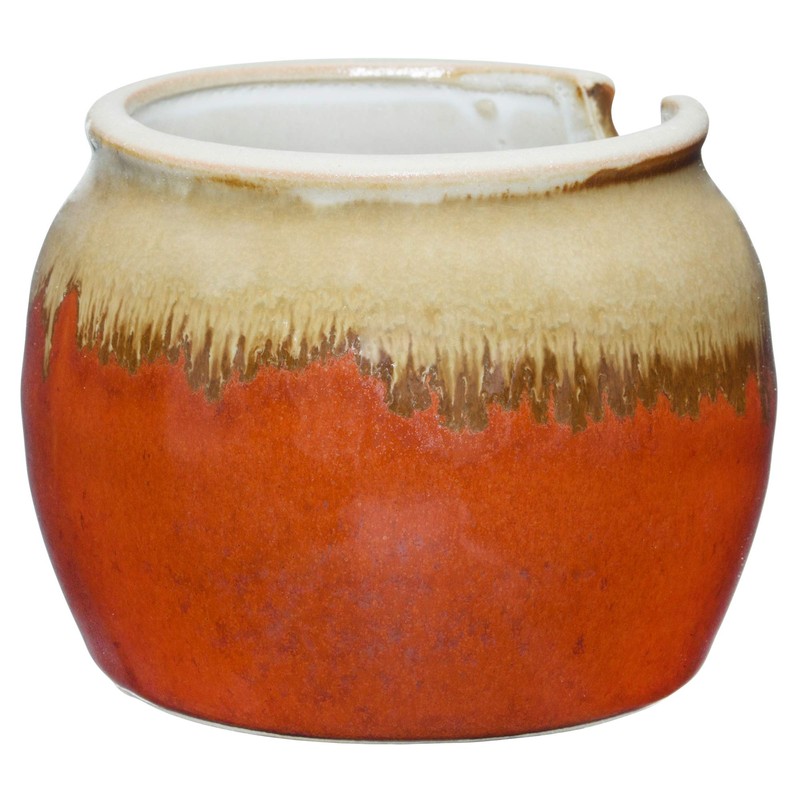 White Nagashi Red 2 Soup Pot [4.1 x 3.9 inches