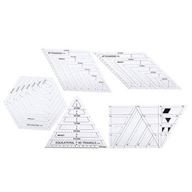 Juego de 5 Reglas Acrílicas para Patchwork y Costura, Plantillas Transparentes con Escala Precisión para Acolchar, Corte de Tela con Cortador Rotatori