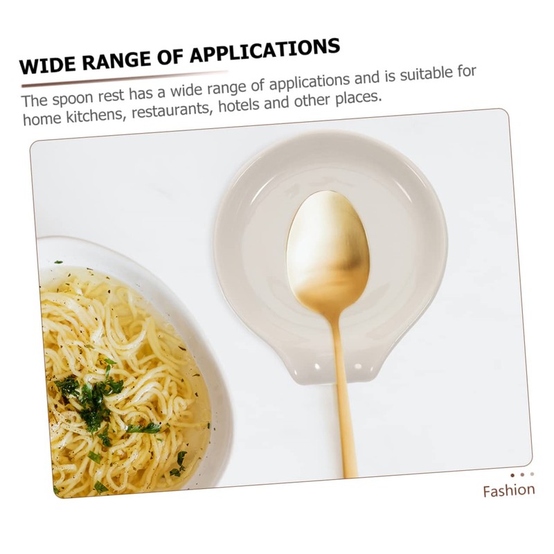 Ciieeo 2Pcs Elegant Ceramic Spoon Rest Compact Spoon Tray for