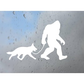 German Shepherd Dog Walker Sasquatch Sticker Decals, Car, Truck, Motorcycle, Window, Laptop, Tumbler, Sports, Phone, Home Decoration, Funny Designs, Made in The U.S.A.