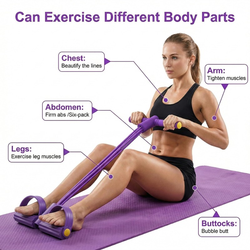 Tongtonglovely Pedal Puller Resistance Rope, Purple, Silicone, 25 Pounds Tension,