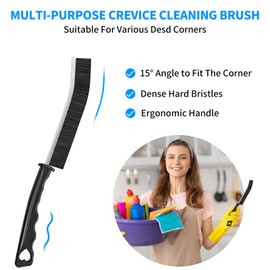 4TH Multi-Purpose Hard Bristle Crevice Cleaning Brush -Deep Reach Gap Cleaning Tool for Household Use -Versatile, Durable, Thin Brush to Clean Tight Spaces -4 Pcs, Black