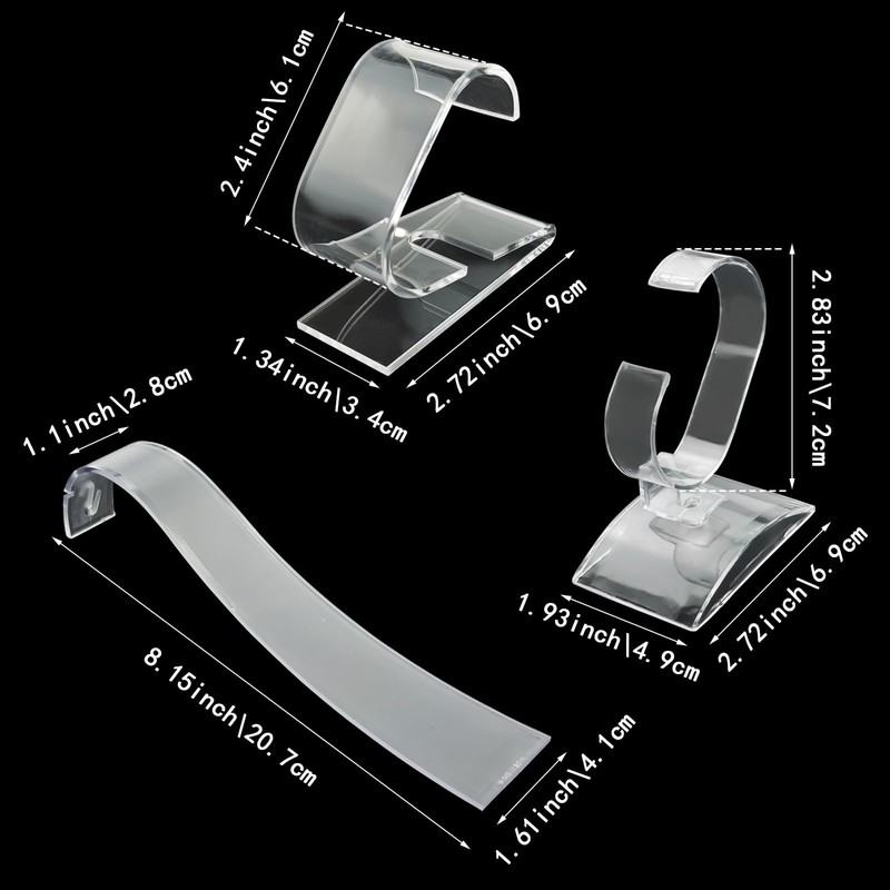Capiant 3 Pack Clear Watch Display Stand for Watches &