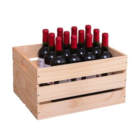 1 Piece Large Pine Wood Crates For Storage, Unfinished Natural Wooden Crate