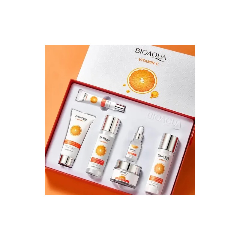 Rutina Facial Vitamina C Hidratante Aclara Manchas Kit 6 Pzs