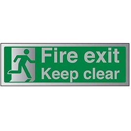 V Safety Fire Exit-Fire Exit Keep Clear Sign - 300mm x 100mm - 1.6mm Alu Rigid Plastic