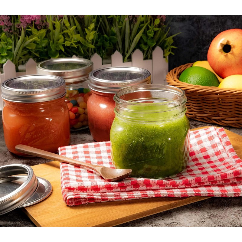 Ieavier 6PCS Wide Mouth Mason Jars 16oz with Airtight Lids