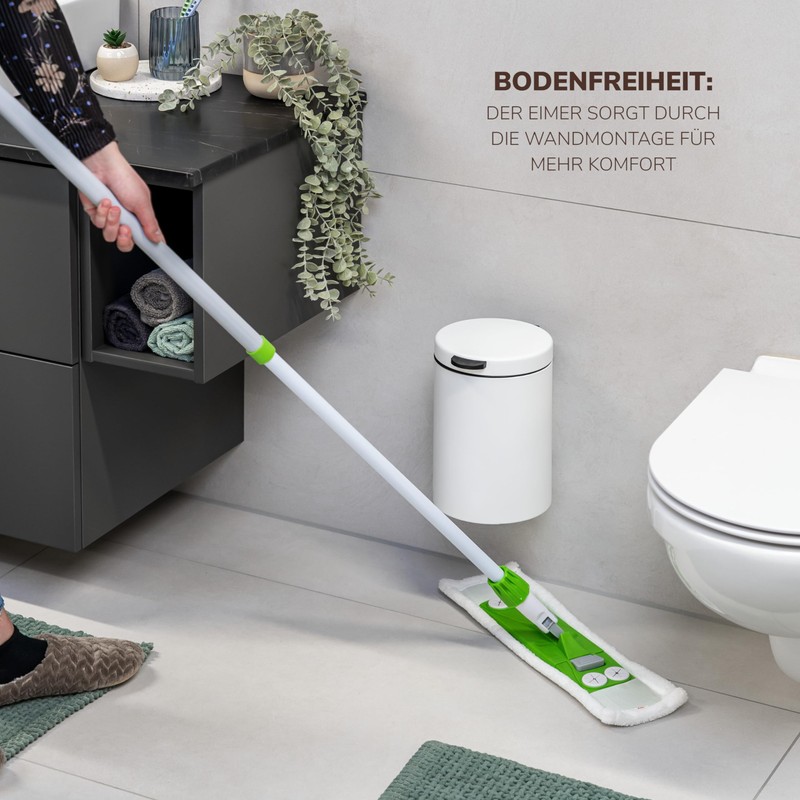 bremermann Wall-Mounted Cosmetic Bin, 3 Litres, Bathroom Bin, 2-Way Mounting,