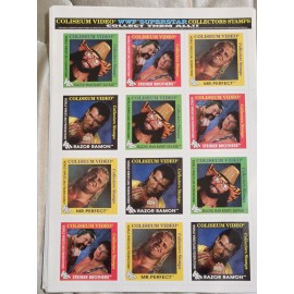 1993 WWF Wrestling Coliseum Video Stamp Sheet Macho Man Razor Rick Scott Steiner