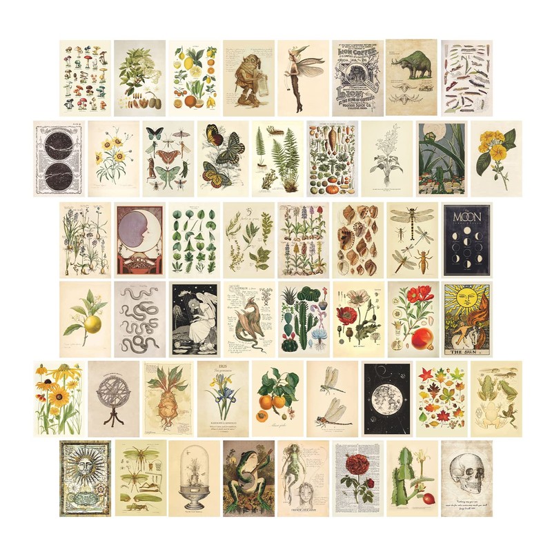 Anguxer 50 Pieces Wall Collage Kit Aesthetic, Aesthetic Postcards, Aesthetic