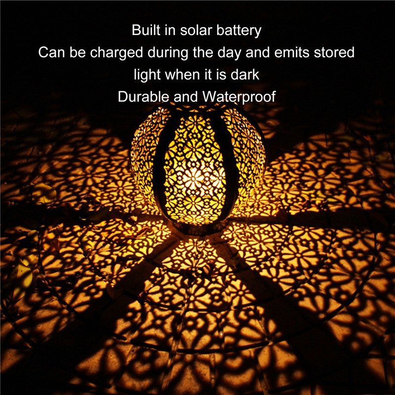 Solar Hollow Light Waterproof Retro Style Solar Landscape Hollow Lantern