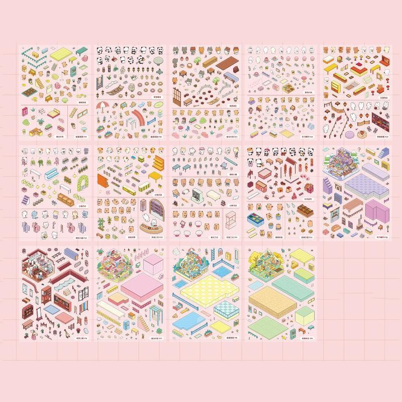 3D Scene Sticker Book Set, 49pcs Cute Cartoon Creative Stickers,