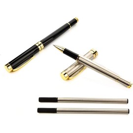 Bolígrafo Metal, Bolígrafos de Firma con 1 Bolígrafo de Punta Media, 2 Recambios Adicionales,Bolígrafos de Fibra de Carbono,0.5mm Carbono Bolígrafo Me