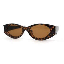 Womens Mod Concave Plastic Frame Oval Cat Eye Sunglasses Tortoise Brown
