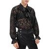 PROCOS Mens Pirate Vampire Gothic Shirt Rose Shaped Lace Shirt