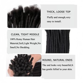 0.6cm Loc Extensions Human Hair 6-12Inch 50 Strands Dread Extensions Human Hair Dreadlock Extensions for Men Dreads Extensions Natural Black（1b,8inch）