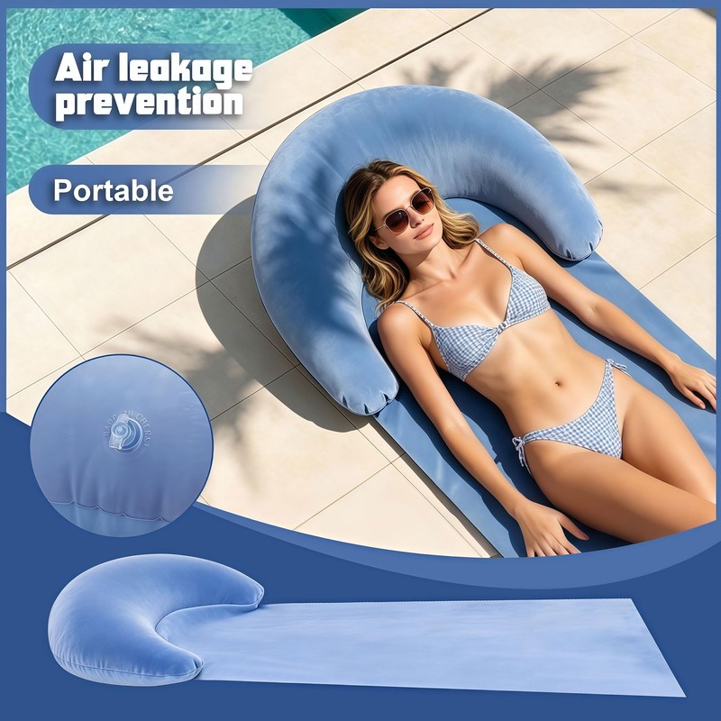 Zcaukya 2 Packs Beach Mat with Inflatable Backrest Pillows for