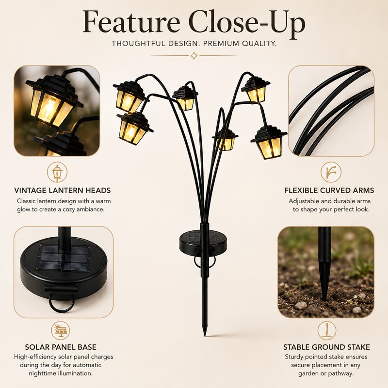 Solar Hanging Lanterns for Outdoor Decor – 4-Pack Warm White