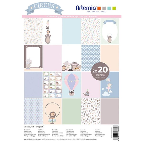 Artemio Bloc A4 40 Feuilles 170 g Circus, Multi-Coloured