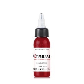 Xtreme Tattoo Ink, Versatile Medium Viscosity for Precision Tattooing, Rich Hue, Quick Healing, Acrylic-Free, Water Based and Premium Quality - Ready-to-Use Tattoo Ink (Scarlet Red, 1 oz)