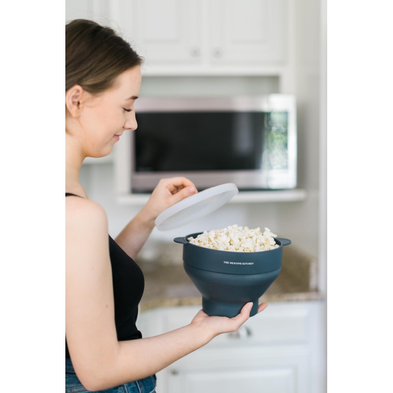 The Silicone Kitchen Silicone Microwave Popcorn Maker Collapsible Bowl, Non-Toxic,