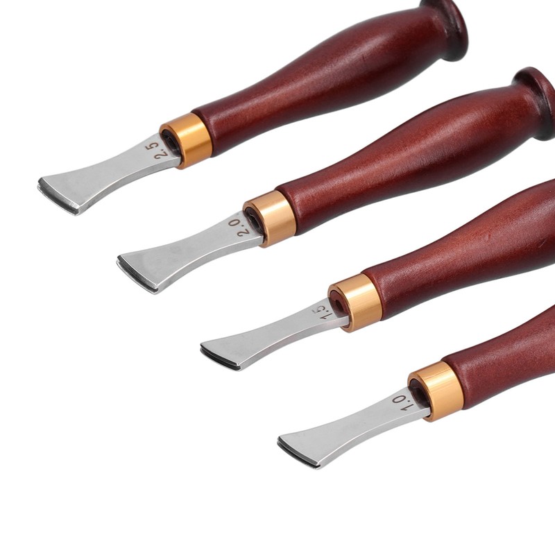 4pcs Leather Edgers Sharp Professional Trimming Working Kit with Wooden