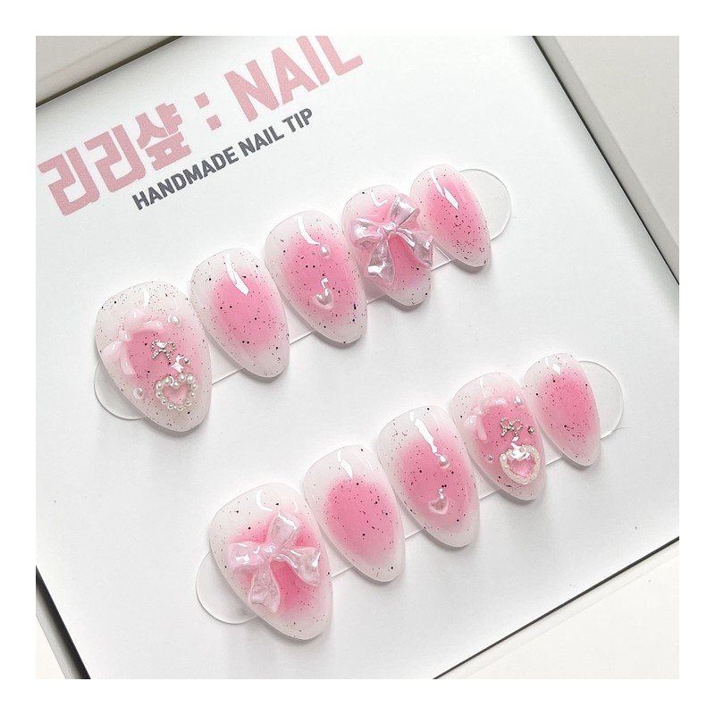 Pink Poten Handmade Nail Tips - Short Nose Pin /