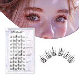 NAGARAKU Cluster Lashes, Sunflower Style Lashes Individual Eyelash Extensions DIY Natural False Eyelash Extension 0.07mm C Curl 10-14mm Mix Length