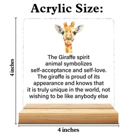 Motivational Giraffes Lover Gifts for Women, Giraffe Gifts Inspirational Giraffe Self Love Clear Acrylic Desk Decorative Sign Home Office Decor