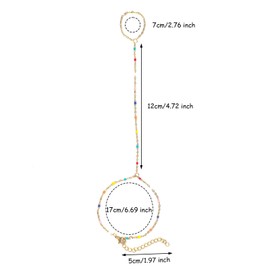 Mikovivi Ring Bracelet Hand Chain, Gold Hand Bracelet Adjustable Finger Ring Chain Stainless Steel Stylish Hand Jewelry Trendy Gift for Women (Style 2)