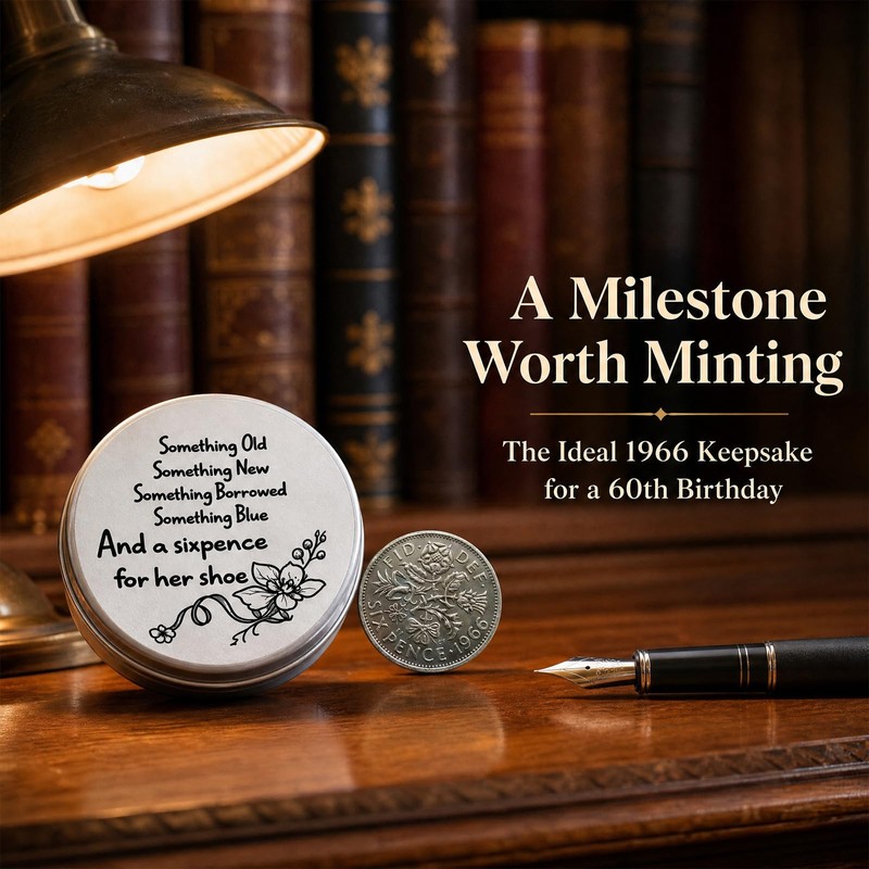 1966 Silver Sixpence Coin in Keepsake Tin – Good Luck