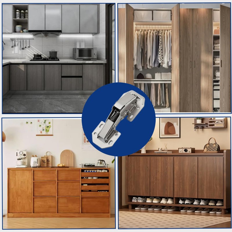 4PCS Soft Close Cabinet Hinge, No Pre-Drilled Cabinet Hinges, Surface