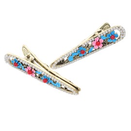 Healeved 2pcs Mini Chinese Flower Hairpins Traditional Metal Duckbill Clips for Women Elegant Decorative Barrettes with Sturdy Occasions