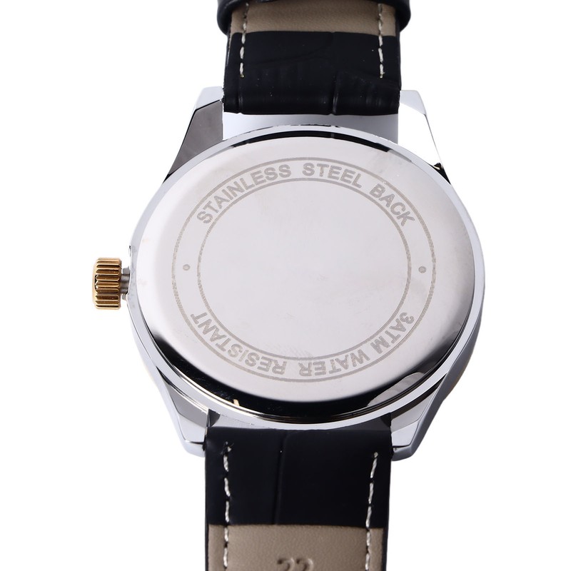 Men Quartz Watch Double Calendar Accurate Time PU Leather Strap