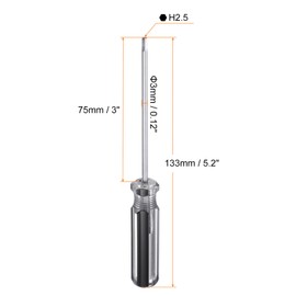 HARFINGTON Magnetic Hex Screwdriver 3x75mm Rod H2.5 Steel Hexagonal Head Screw Driver with Non-slip Handle for Appliances Repair Improvement, Black