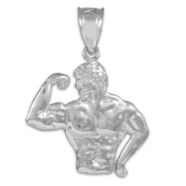 925 Sterling Silver Bodybuilder Sports Pendant