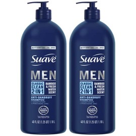 Suave Champú y acondicionador 2 en 1 – Champú anticaspa Classic Clean para hombres con control de sebo, aroma a bambú y agua dulce, 40 onzas líquidas 