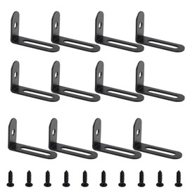 ZCLGOOD 12Pcs 1.5"x1"x0.5" Adjustable Black L Bracket, Heavy Duty 90 Degree Metal Corner Brace, Slotted L-Shape Shelf Bracket, Right Angle Joint Fastener for Fixing Wood Furniture