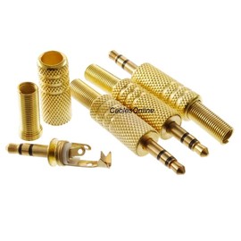 CablesOnline 3.5mm (1/8") Stereo TRS 3-Pole Male Gold Plated Connectors with Spring Strain Relief (4-Pack)