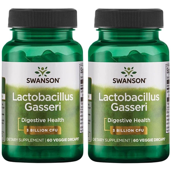 Swanson Lactobacillus Gasseri - Probiotic Supplement Supporting Digestive Health with 3 Billion CFU - Design-Release Satiety & Fat Metabolism Support - (60 Veggie Capsules) 2 Bottles