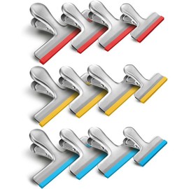 HOUSE AGAIN Stainless Steel Silver Chip Bag Clips Covered with Silicone - NO More Sharp Edges - Air Tight Seal Bag Clips, 5 Inches, 3 Inches and 2.5 Inches - Color: 12pcs S (2.5 inches)