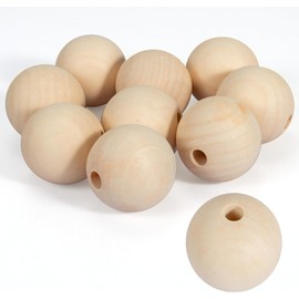 2 inch Wood Beads for Crafts, 32 Pack 50mm Diameter Large Natural Unfinished Round Wooden Spacer Beads for Craft Making Decorations and DIY Crafts