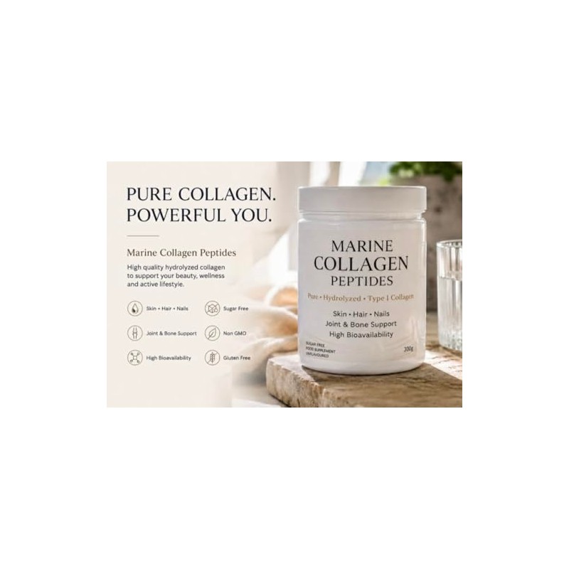 10 000mg Swedish Premium Hydrolyzed Marine Collagen Powder Peptides (300g)