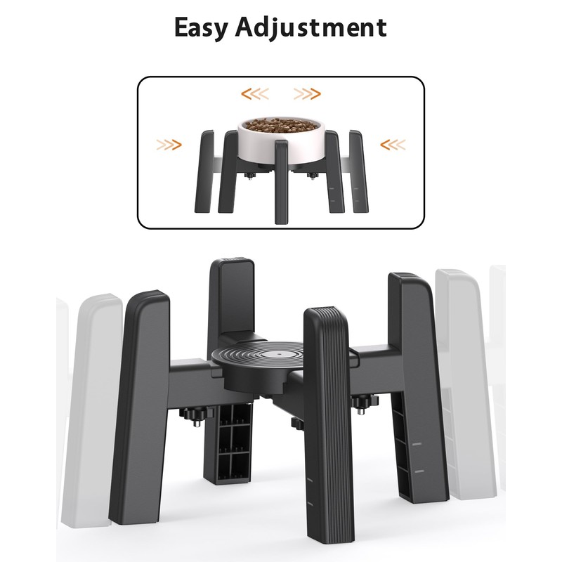 CZPET Dog Bowl Stand with Adjustable Width [Stand Only], Single