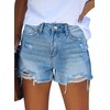Women Summer Mid Waisted Ripped Stretchy Denim Shorts Distressed Short