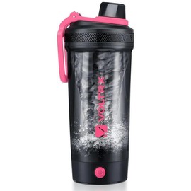 VOLTRX Electric Protein Shaker Bottle - USB Rechargeable Mixer Cup for Shakes and Meal Replacements, BPA-Free Tritan, 24oz - Color: Macron Pink