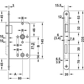 JUVA Mortise Lock Room Door Mortise Lock 78 mm with Whisper Trap - H10402 | Toilet - Bathroom | Room Door Lock for DIN-Length Doors | Made in Germany | 1 Piece - Door Lock Silver for Toilets