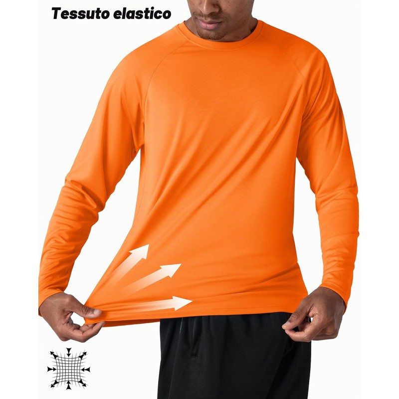 KEFITEVD Maglietta Protezione UV UPF 50+ Uomo Maniche Lunghe Estiva