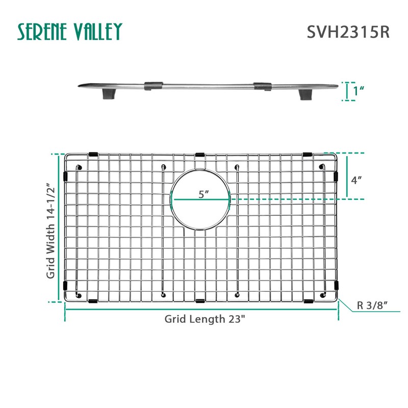 Serene Valley Sink Bottom Grid 23" X 14-1/2", Rear Drain